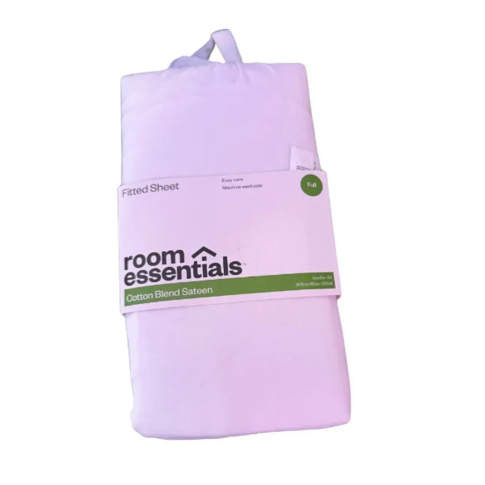 Easy Care Cotton Blend Sateen Fitted Sheet - FULL - Solid White Room Essentials